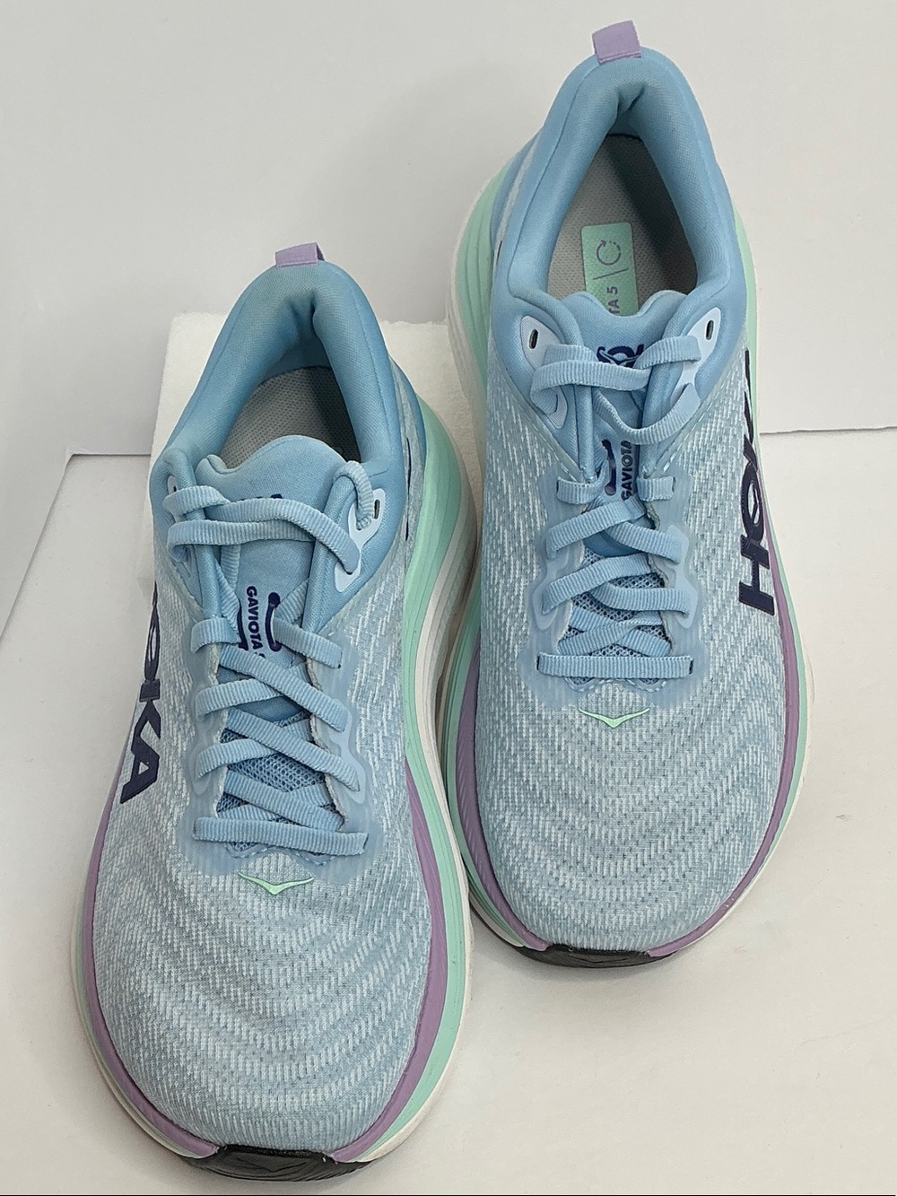 Hoka Women's Pastel Blue Athletic Running Shoes with Mint & Lavender Accents